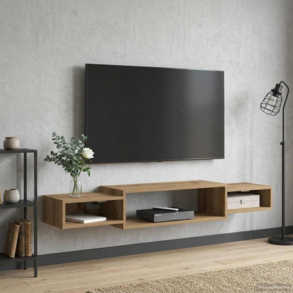 Wandgemonteerd tv-meubel Muurmontage Artisanaal eiken