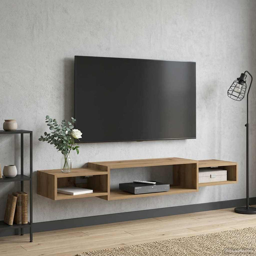 Wandgemonteerd tv-meubel Muurmontage Artisanaal eiken