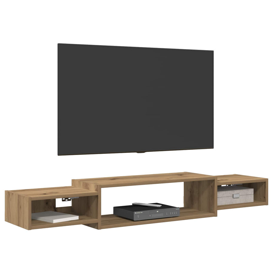 Wandgemonteerd tv-meubel Muurmontage Artisanaal eiken