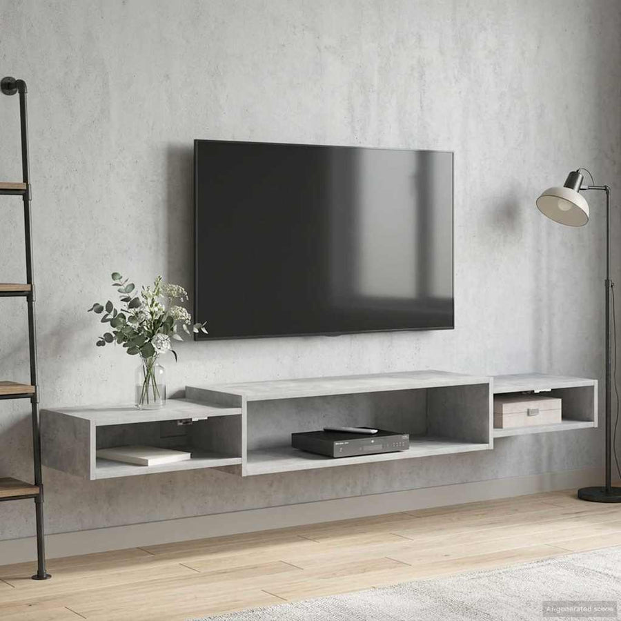 Wandgemonteerd tv-meubel Muurmontage Betongrijs