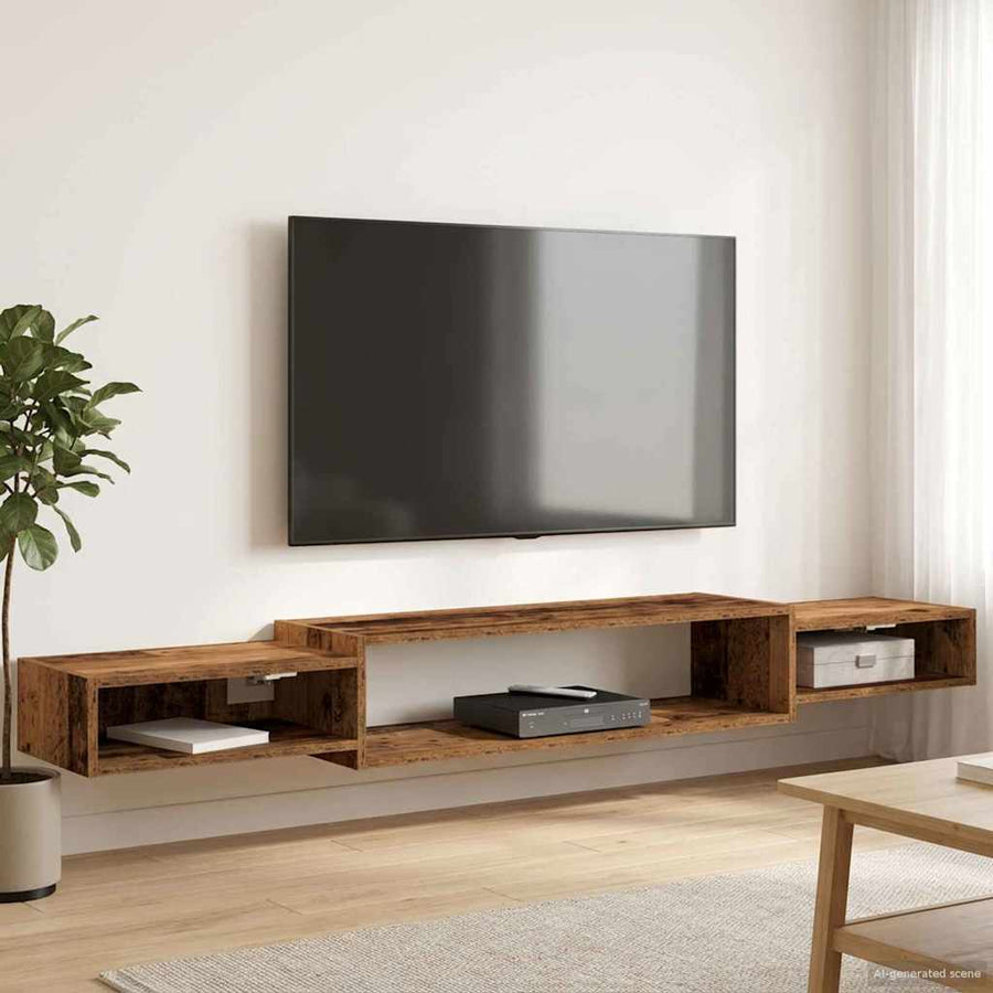 Wandgemonteerd tv-meubel Muurmontage Oud hout 180 x 28 x 21 cm