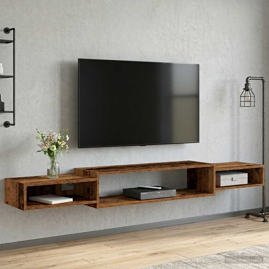 Wandgemonteerd tv-meubel Muurmontage Oud hout 180 x 28 x 21 cm