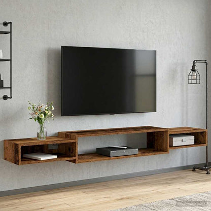Wandgemonteerd tv-meubel Muurmontage Oud hout 180 x 28 x 21 cm