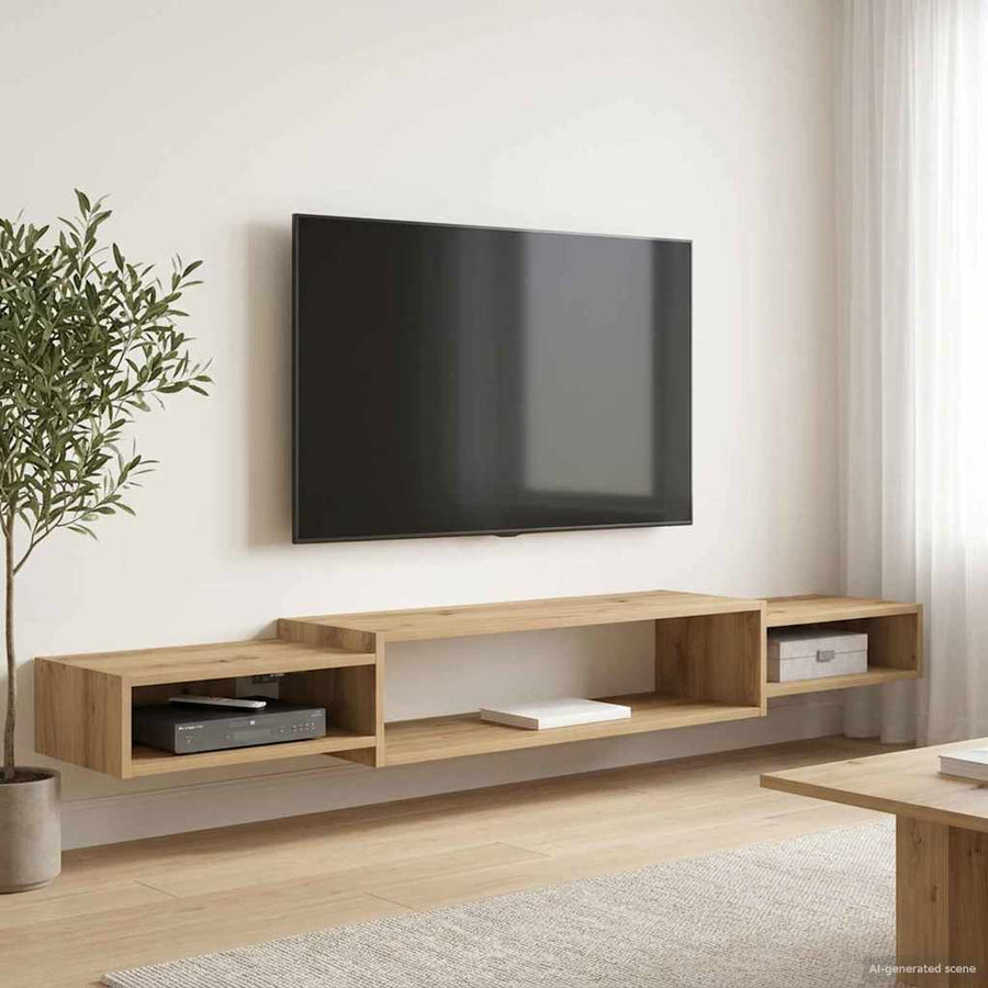Wandgemonteerd tv-meubel Muurmontage Artisanaal eiken