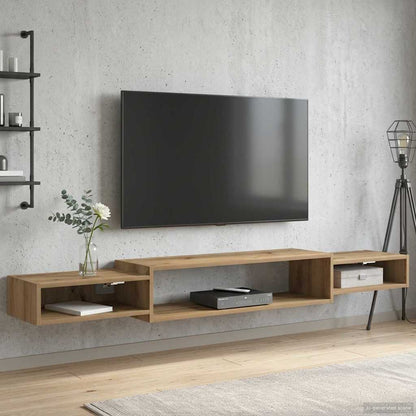 Wandgemonteerd tv-meubel Muurmontage Artisanaal eiken