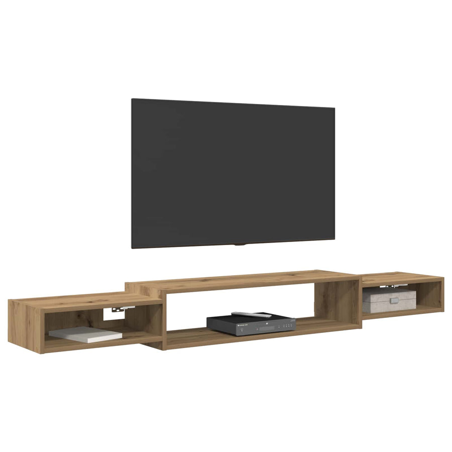 Wandgemonteerd tv-meubel Muurmontage Artisanaal eiken