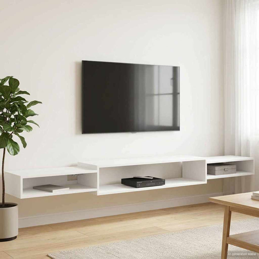 Wandgemonteerd tv-meubel Muurmontage Wit 220 x 28 x 21 cm