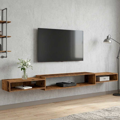 Wandgemonteerd tv-meubel Muurmontage Oud hout 220 x 28 x 21 cm