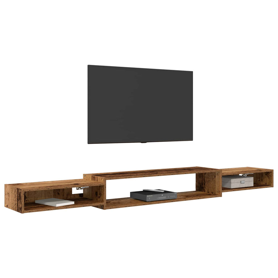 Wandgemonteerd tv-meubel Muurmontage Oud hout 220 x 28 x 21 cm