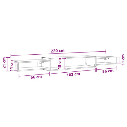 Wandgemonteerd tv-meubel Muurmontage Oud hout 220 x 28 x 21 cm