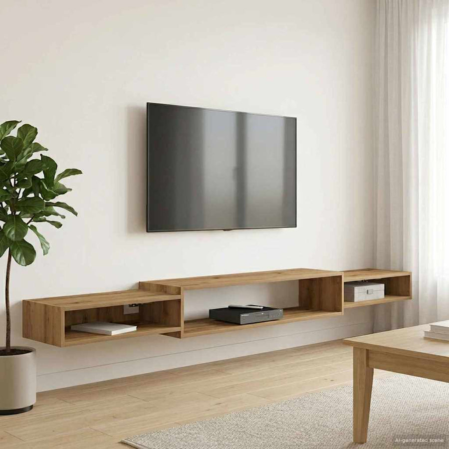 Wandgemonteerd tv-meubel Muurmontage Artisanaal eiken