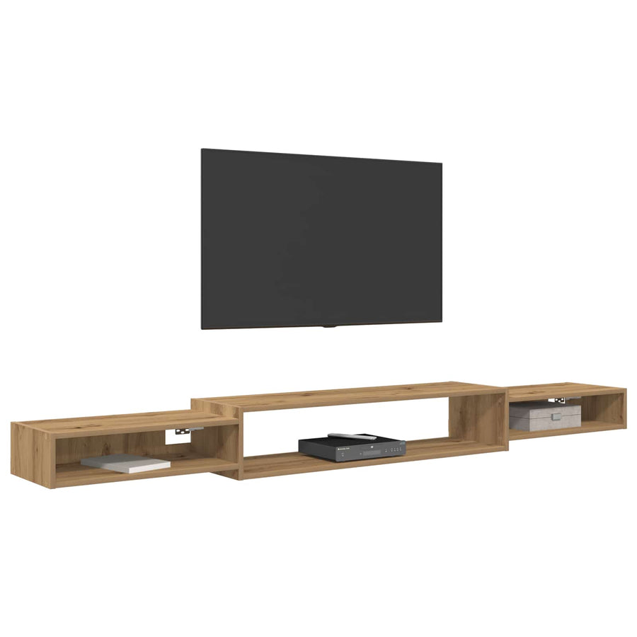 Wandgemonteerd tv-meubel Muurmontage Artisanaal eiken