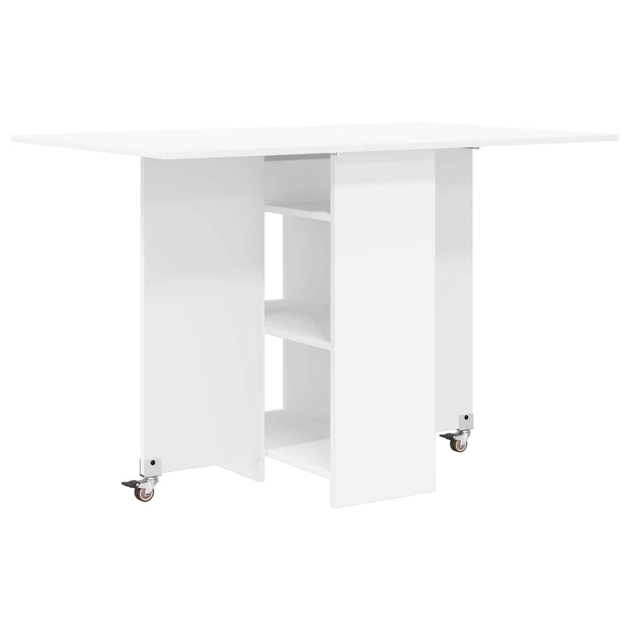 Eettafel 115 x 70 x 75 cm Bewerkt hout Wit Rechthoekig