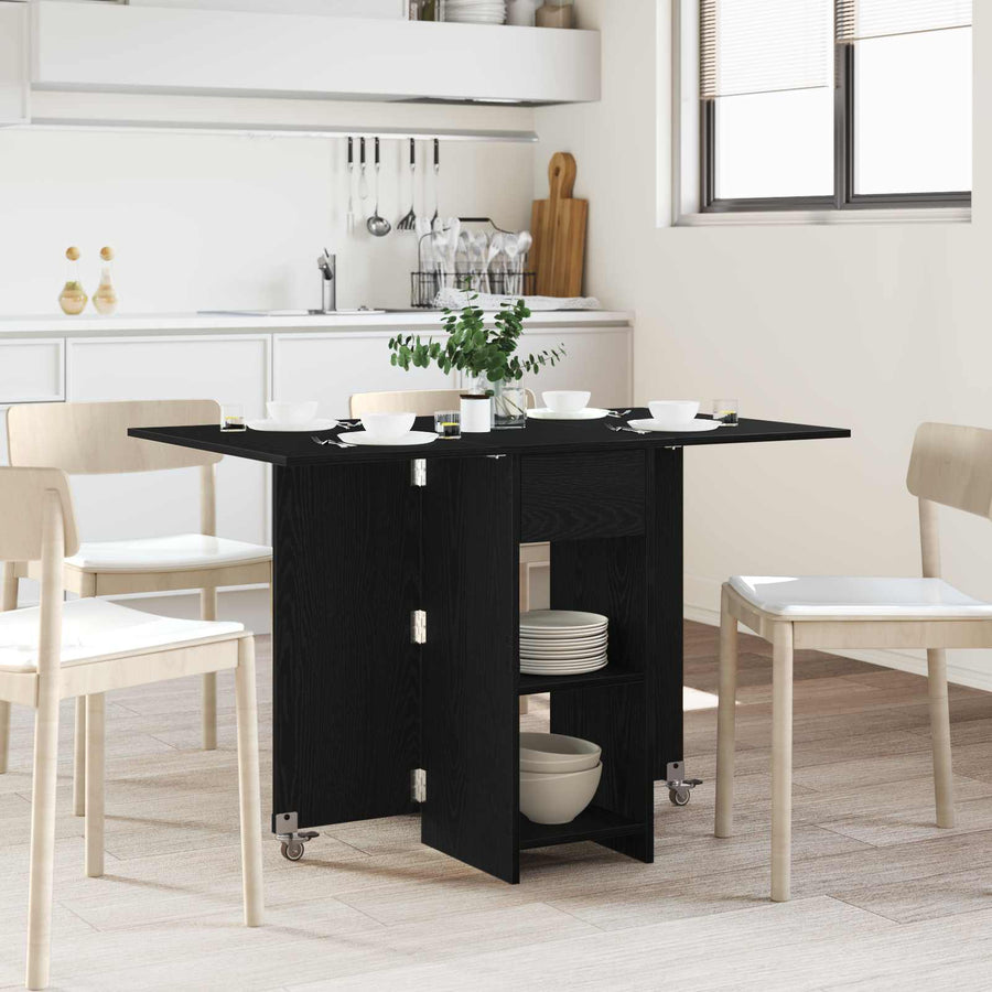 Eettafel 115 x 70 x 75 cm Bewerkt hout Zwart eiken Rechthoekig