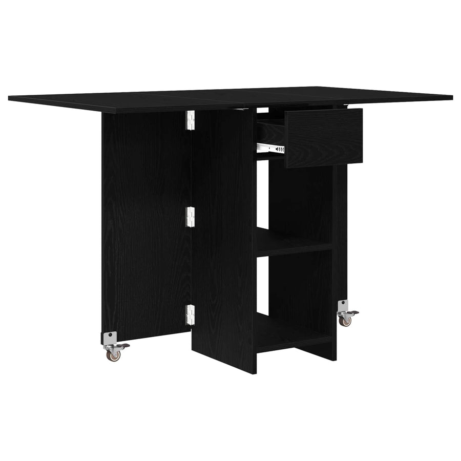 Eettafel 115 x 70 x 75 cm Bewerkt hout Zwart eiken Rechthoekig