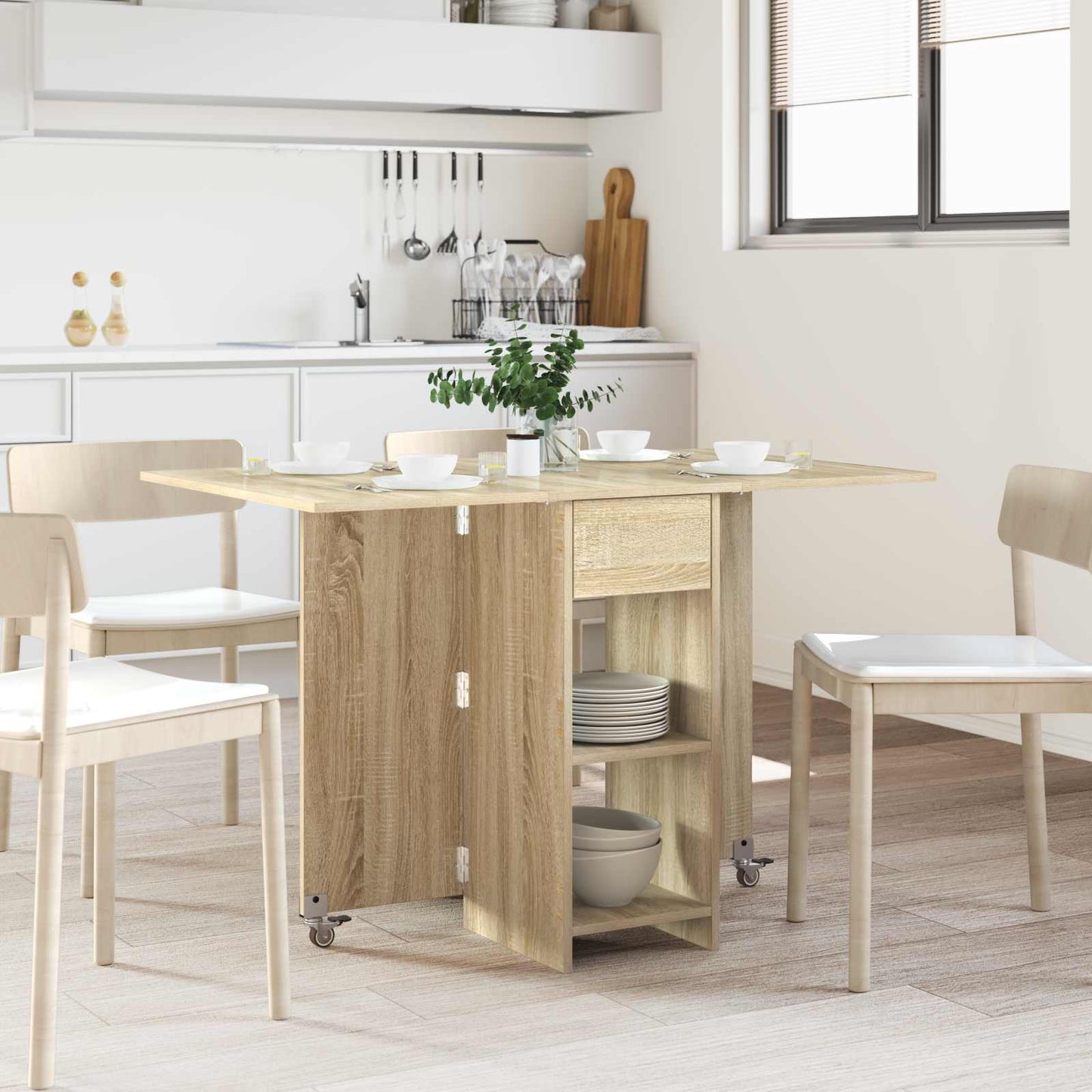 Eettafel 115 x 70 x 75 cm Bewerkt hout Sonoma Eiken Rechthoekig