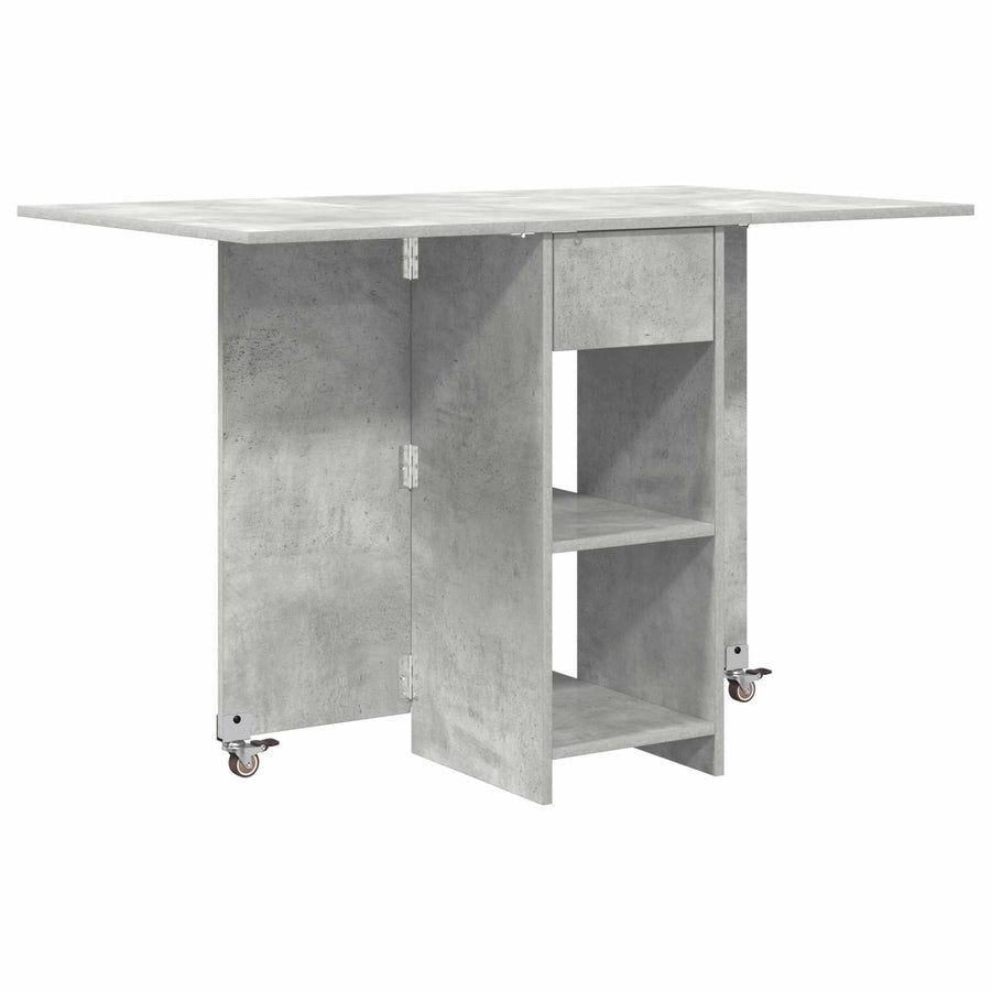 Eettafel 115 x 70 x 75 cm Bewerkt hout Betongrijs Rechthoekig