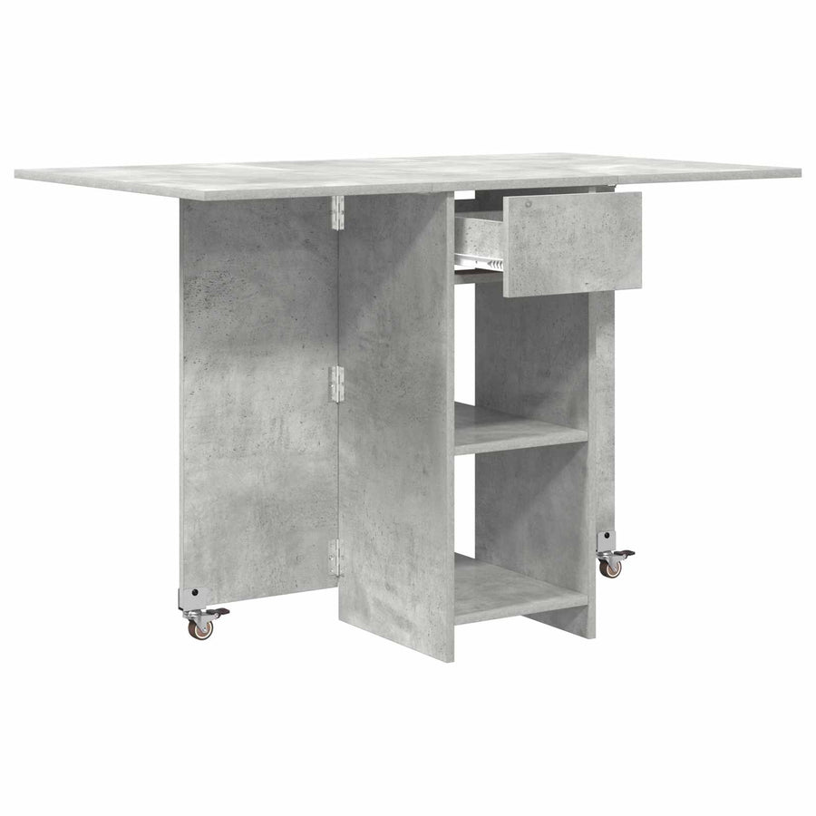 Eettafel 115 x 70 x 75 cm Bewerkt hout Betongrijs Rechthoekig