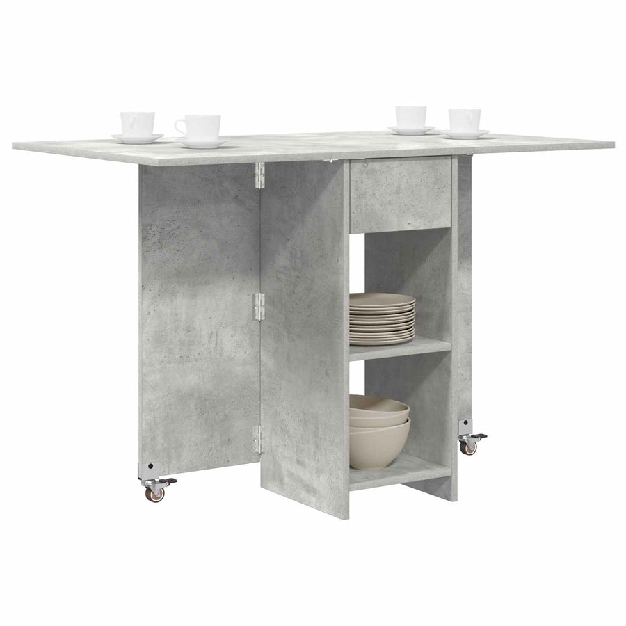 Eettafel 115 x 70 x 75 cm Bewerkt hout Betongrijs Rechthoekig