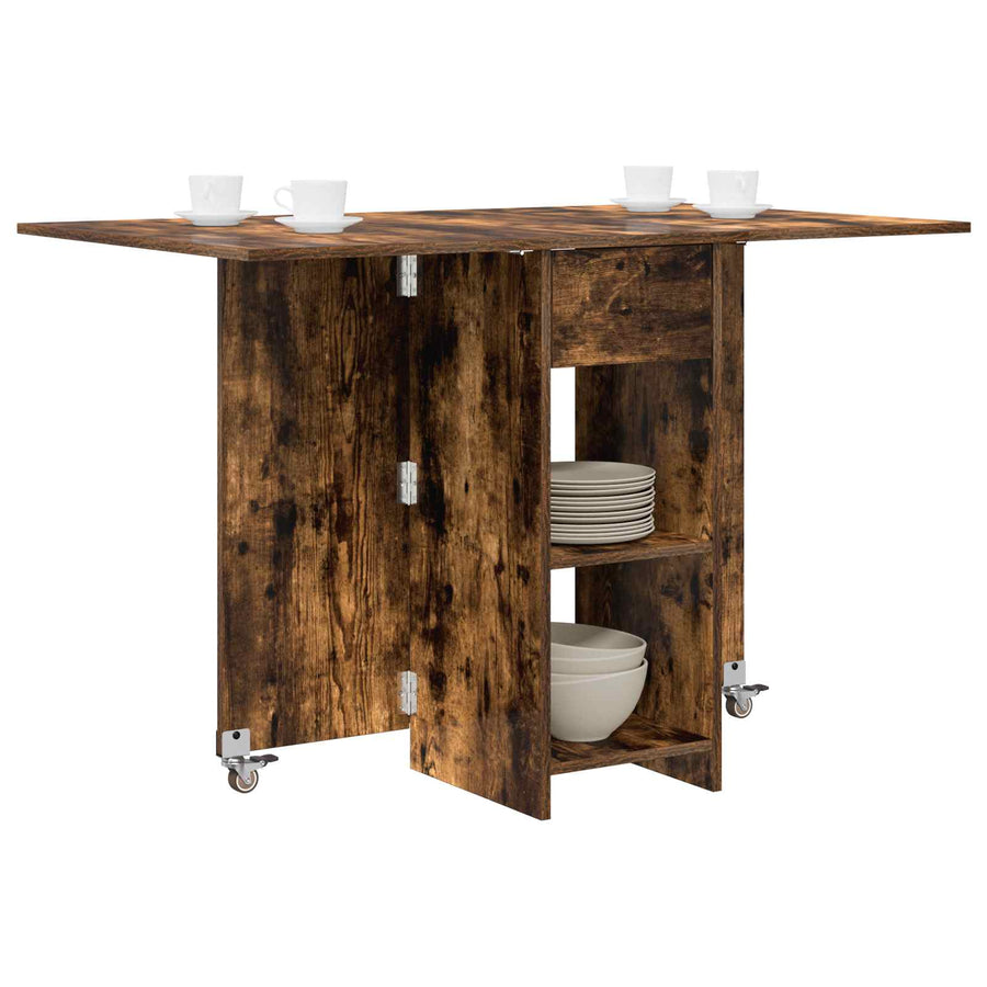 Eettafel 115 x 70 x 75 cm Bewerkt hout Gerookt eiken