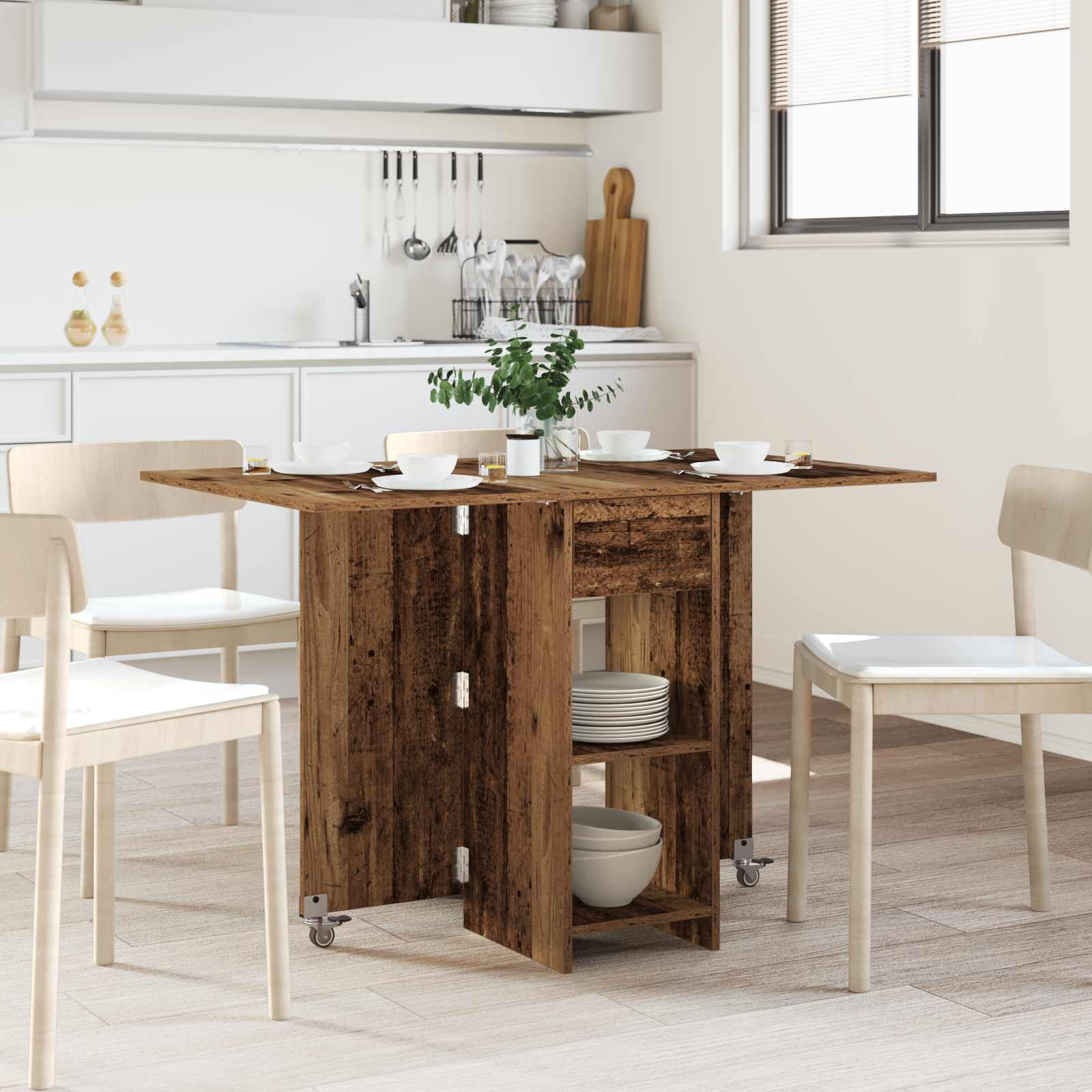 Eettafel 115 x 70 x 75 cm Bewerkt hout Oud hout Rechthoekig