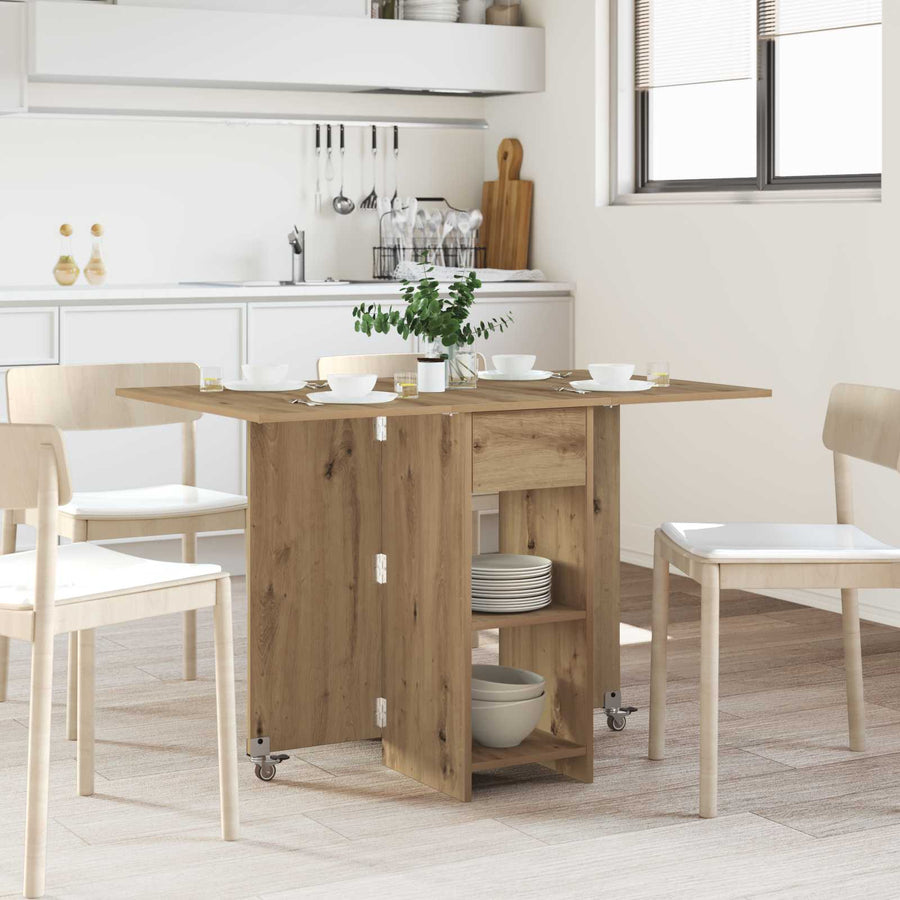 Eettafel 115 x 70 x 75 cm Bewerkt hout Artisanaal eiken