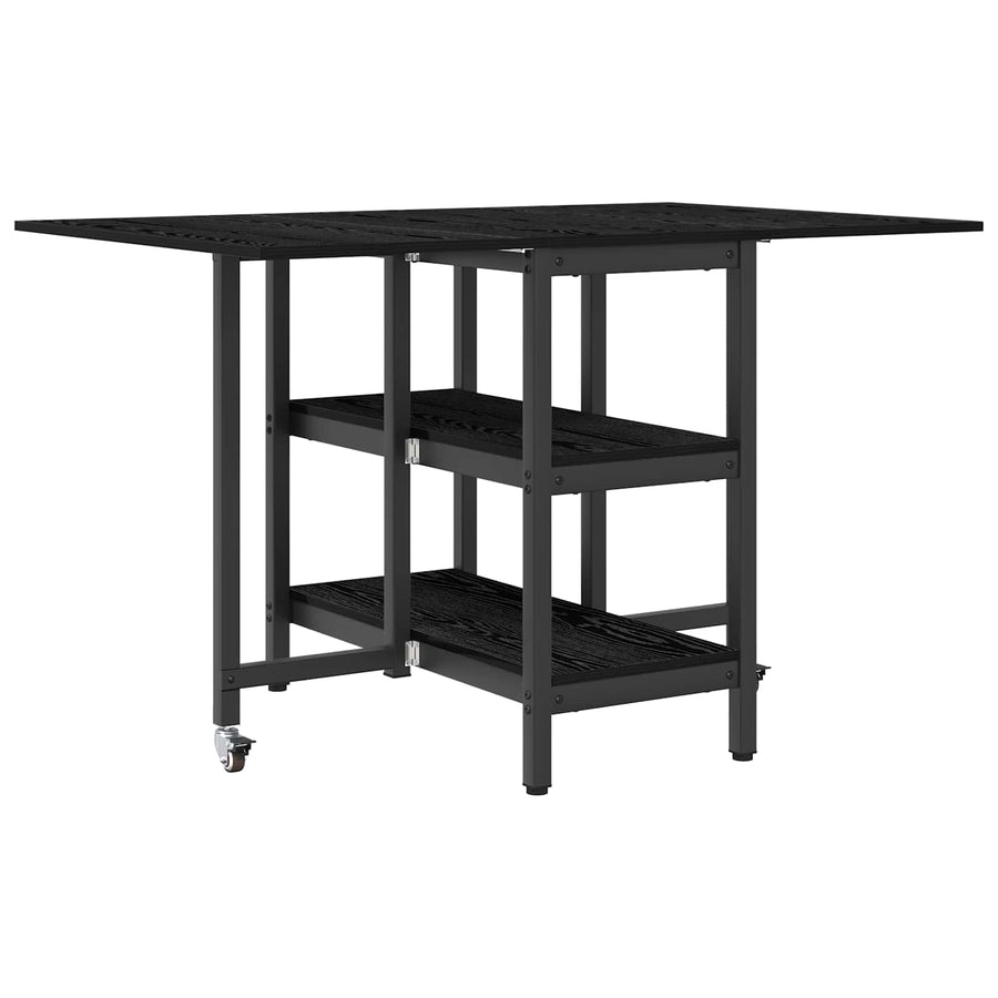 Eettafel 122 x 80 x 76,5 cm Bewerkt hout Zwart eiken