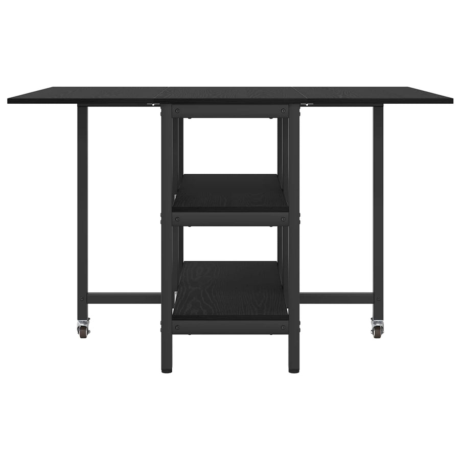 Eettafel 122 x 80 x 76,5 cm Bewerkt hout Zwart eiken