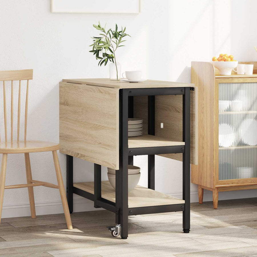 Eettafel 122 x 80 x 76,5 cm Bewerkt hout Sonoma Eiken