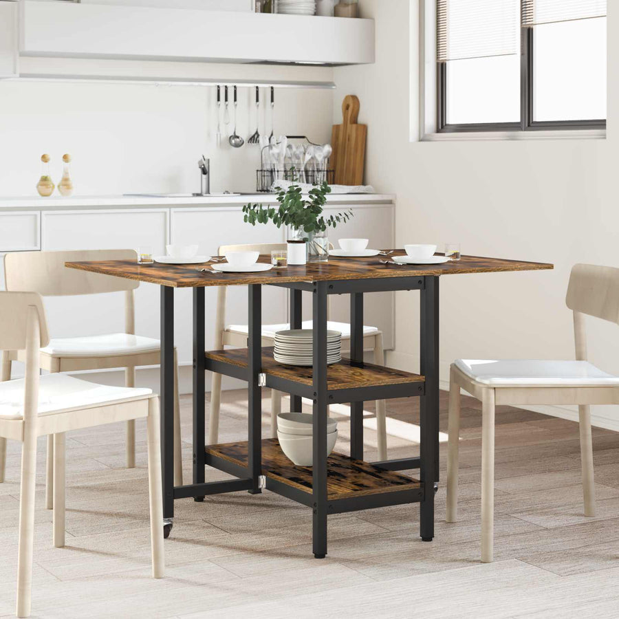 Eettafel 122 x 80 x 76,5 cm Bewerkt hout Gerookt eiken