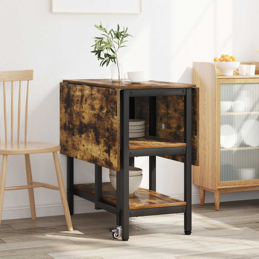 Eettafel 122 x 80 x 76,5 cm Bewerkt hout Gerookt eiken