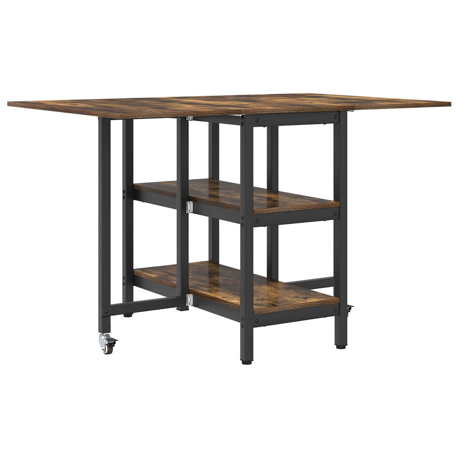 Eettafel 122 x 80 x 76,5 cm Bewerkt hout Gerookt eiken