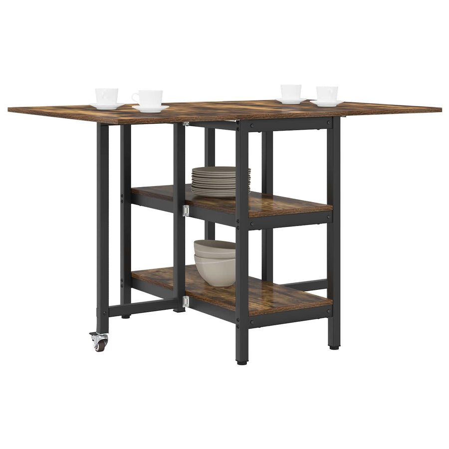 Eettafel 122 x 80 x 76,5 cm Bewerkt hout Gerookt eiken
