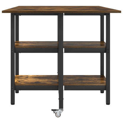 Eettafel 122 x 80 x 76,5 cm Bewerkt hout Gerookt eiken