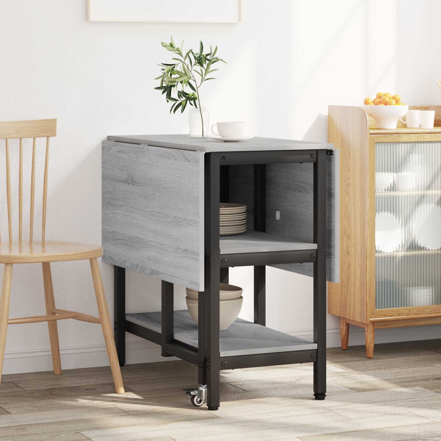 Eettafel 122 x 80 x 76,5 cm Bewerkt hout Grijs Sonoma