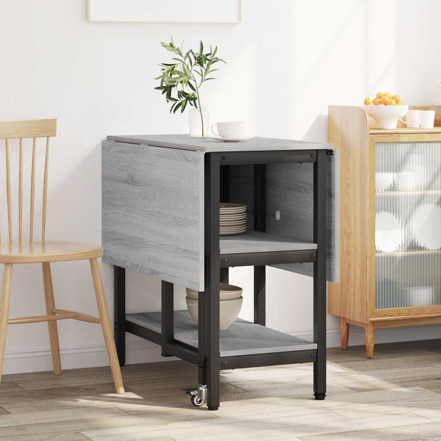 Eettafel 122 x 80 x 76,5 cm Bewerkt hout Grijs Sonoma