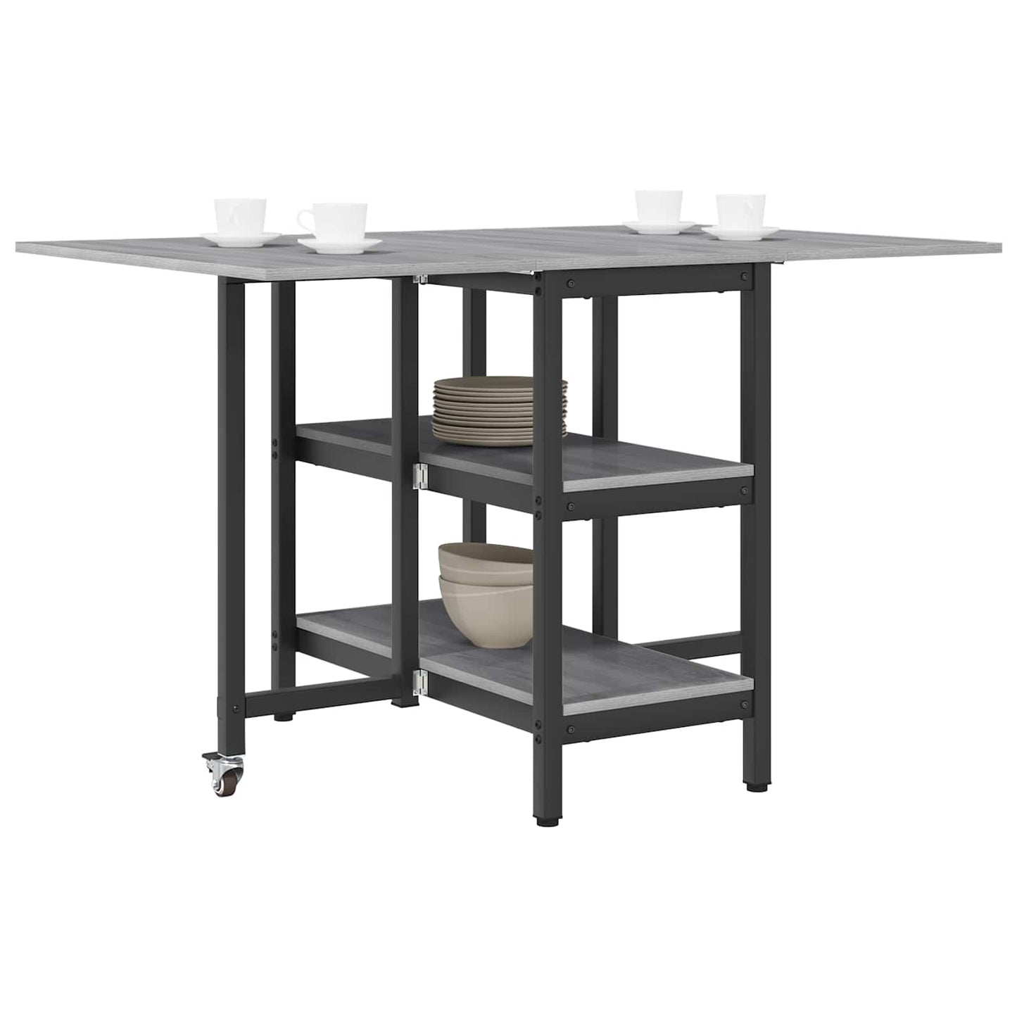 Eettafel 122 x 80 x 76,5 cm Bewerkt hout Grijs Sonoma
