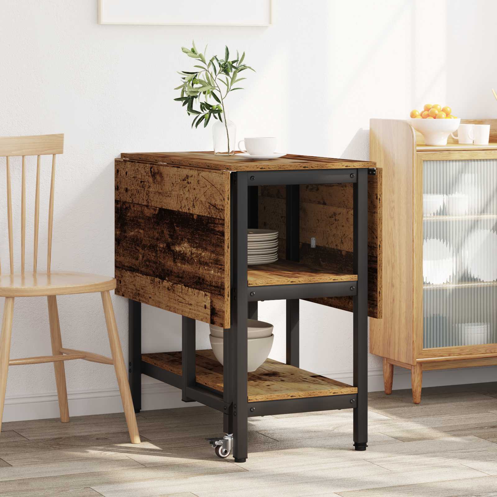 Eettafel 122 x 80 x 76,5 cm Bewerkt hout Oud hout Rechthoekig