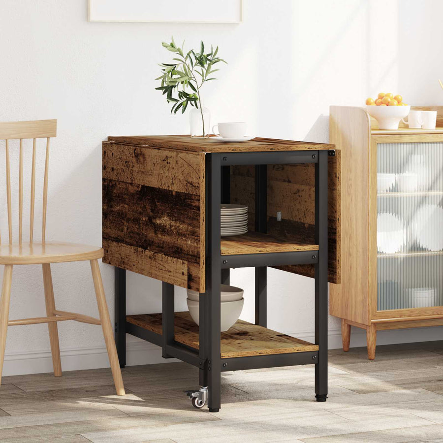 Eettafel 122 x 80 x 76,5 cm Bewerkt hout Oud hout Rechthoekig
