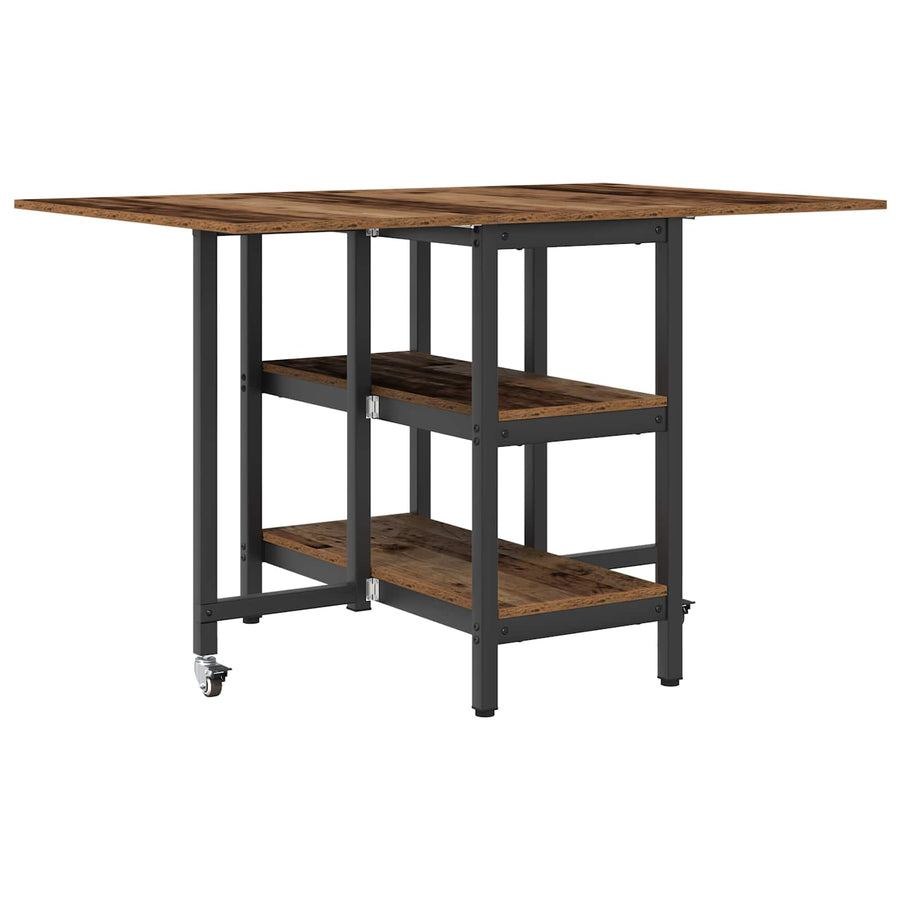 Eettafel 122 x 80 x 76,5 cm Bewerkt hout Oud hout Rechthoekig