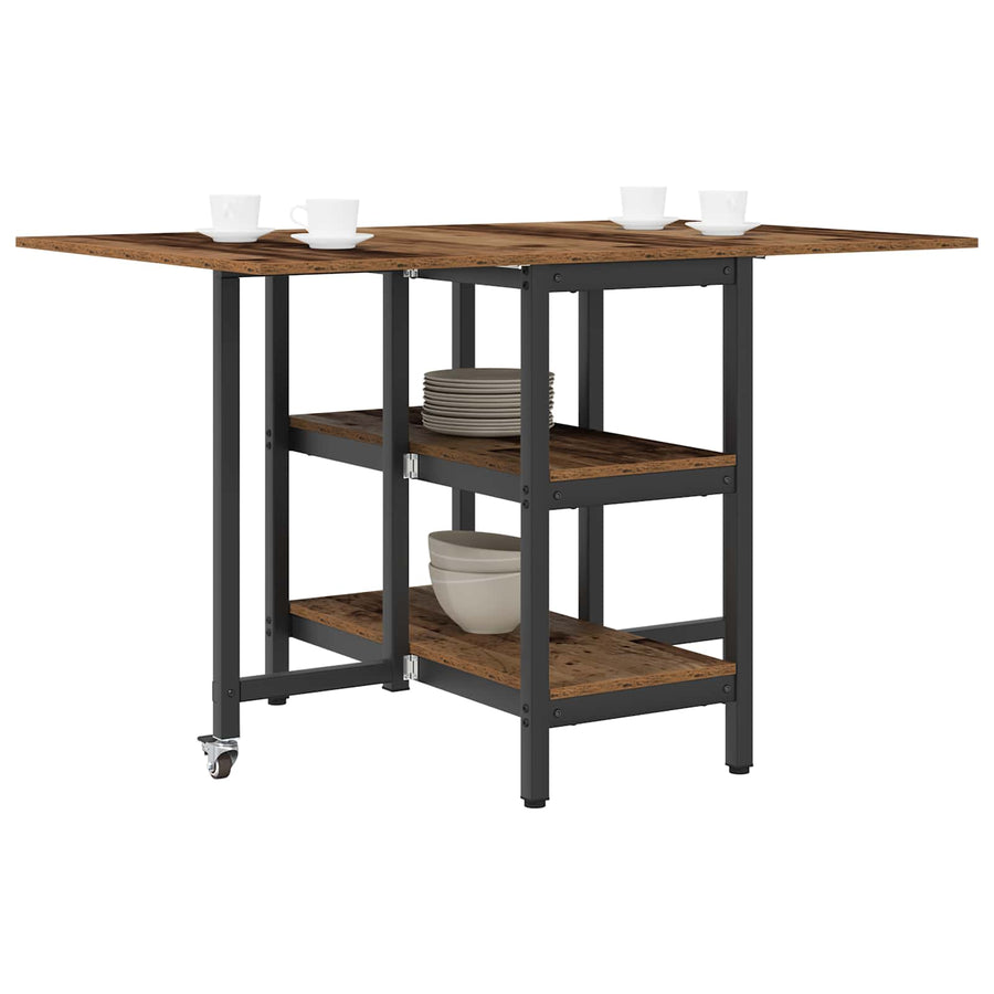Eettafel 122 x 80 x 76,5 cm Bewerkt hout Oud hout Rechthoekig