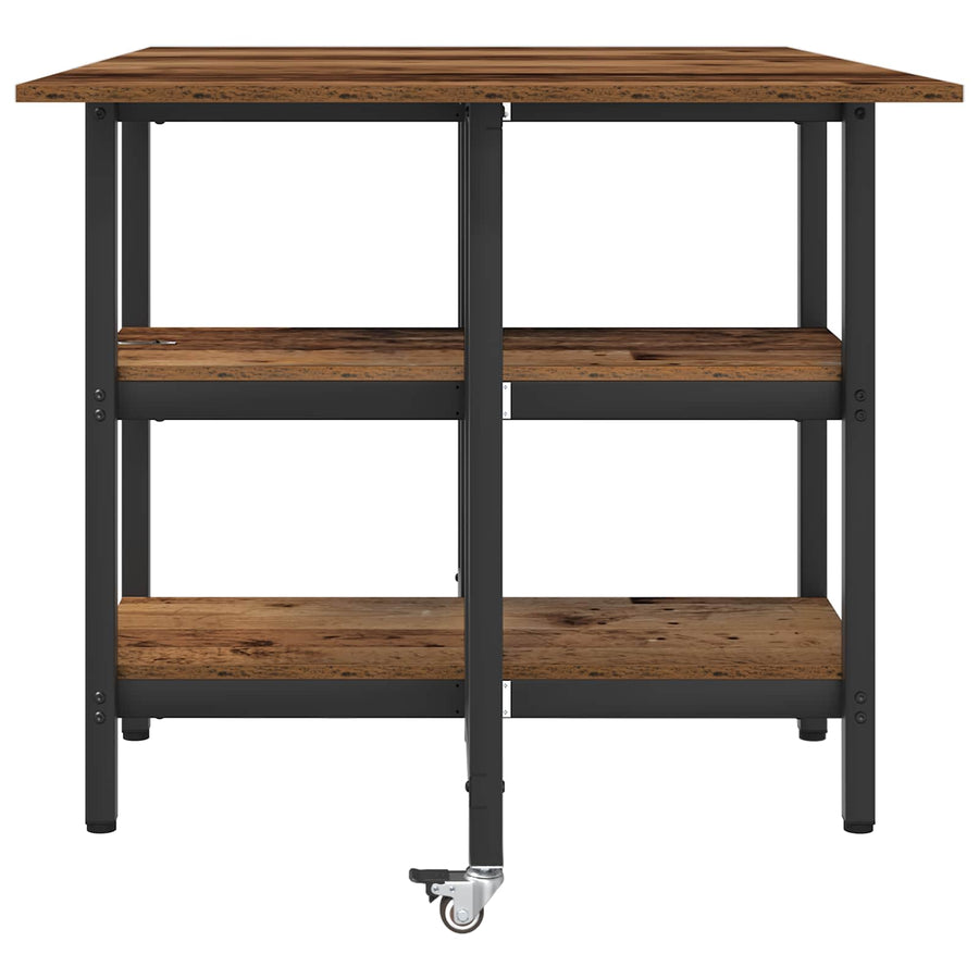 Eettafel 122 x 80 x 76,5 cm Bewerkt hout Oud hout Rechthoekig