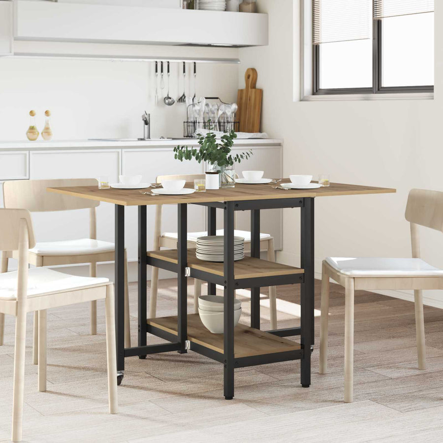 Eettafel 122 x 80 x 76,5 cm Bewerkt hout Artisanaal eiken