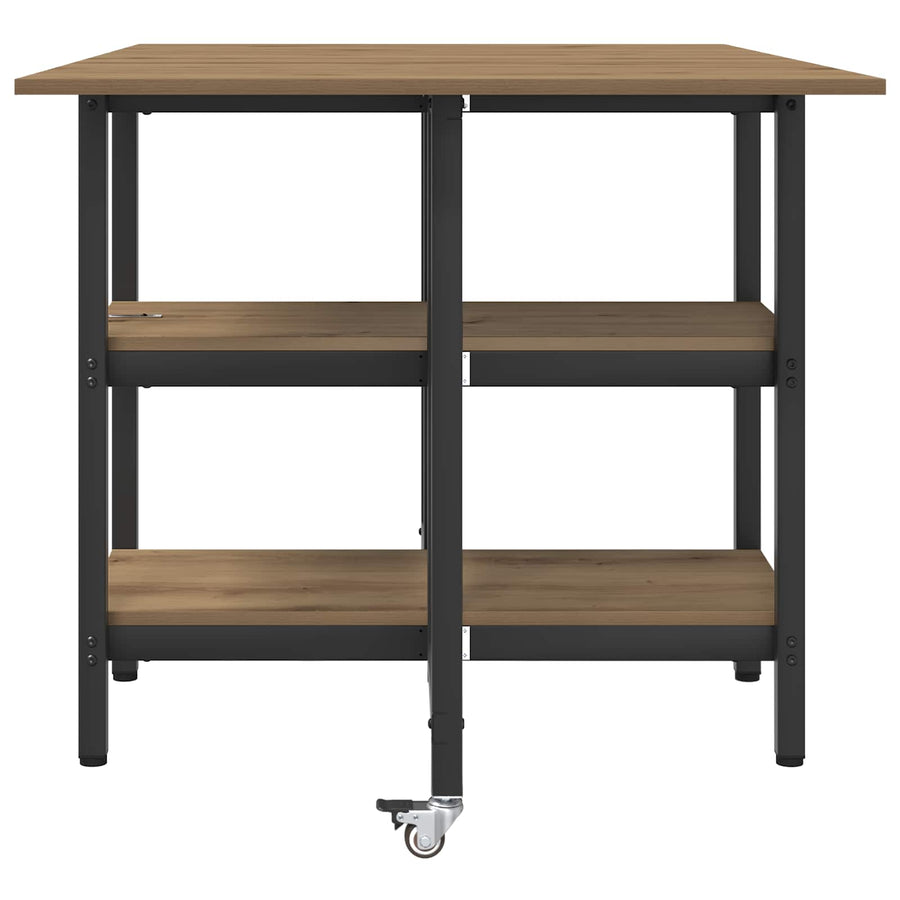 Eettafel 122 x 80 x 76,5 cm Bewerkt hout Artisanaal eiken