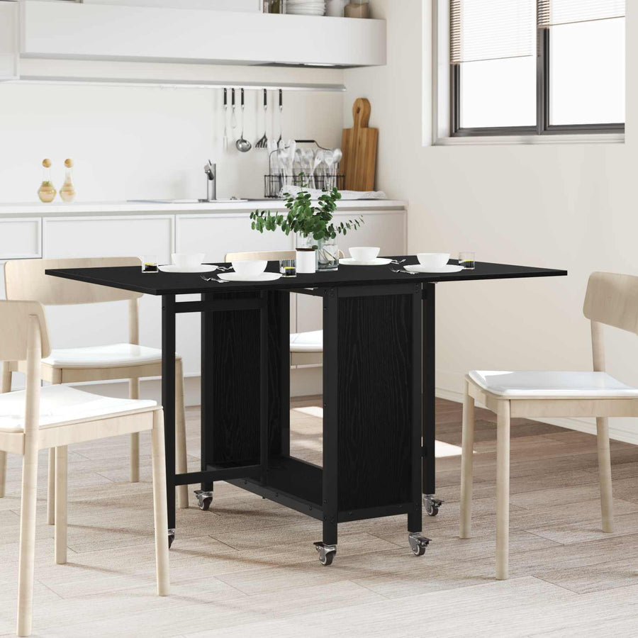 Opvouwbare eettafel met wielen 130 x 80 x 76,5 cm Bewerkt hout