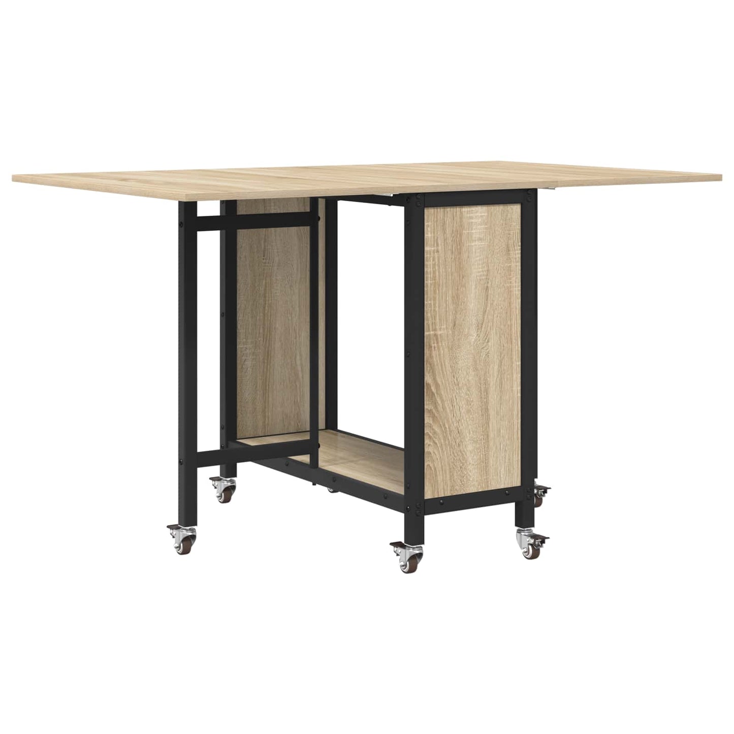 Opvouwbare eettafel met wielen 130 x 80 x 76,5 cm staal PB