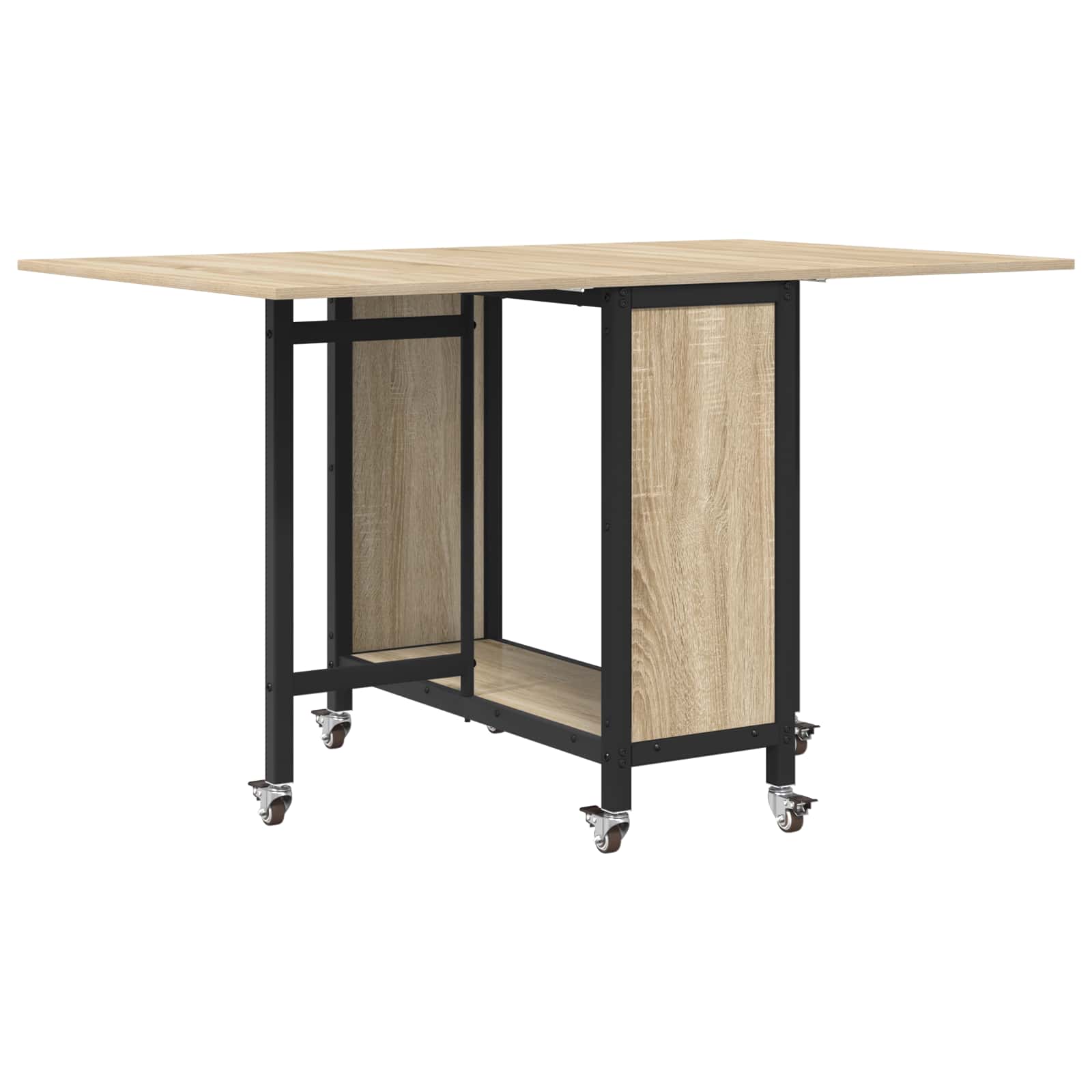 Opvouwbare eettafel met wielen 130 x 80 x 76,5 cm staal PB
