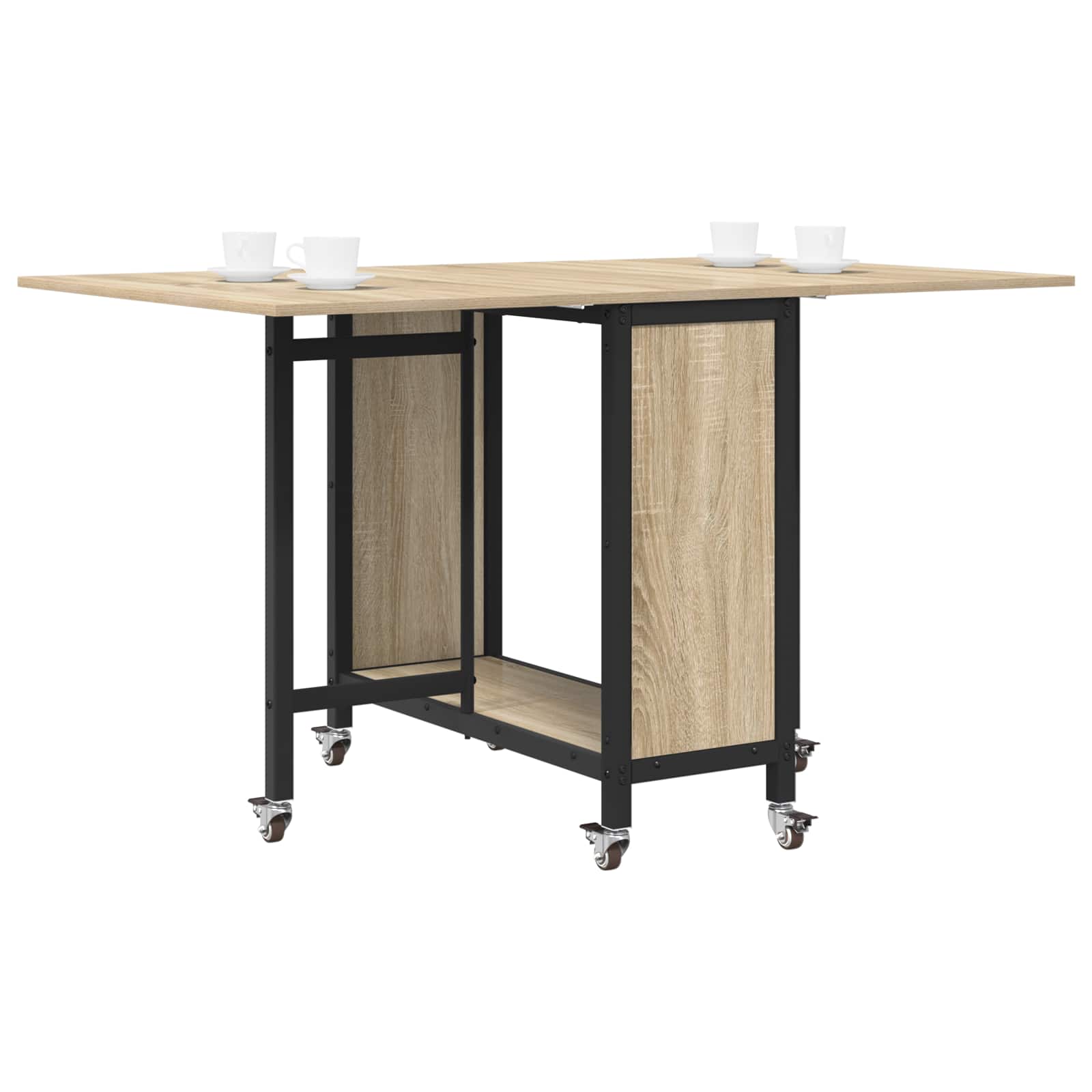 Opvouwbare eettafel met wielen 130 x 80 x 76,5 cm staal PB