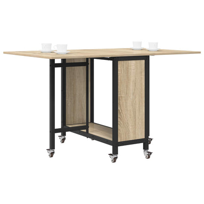 Opvouwbare eettafel met wielen 130 x 80 x 76,5 cm staal PB