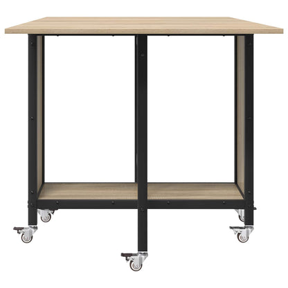 Opvouwbare eettafel met wielen 130 x 80 x 76,5 cm staal PB